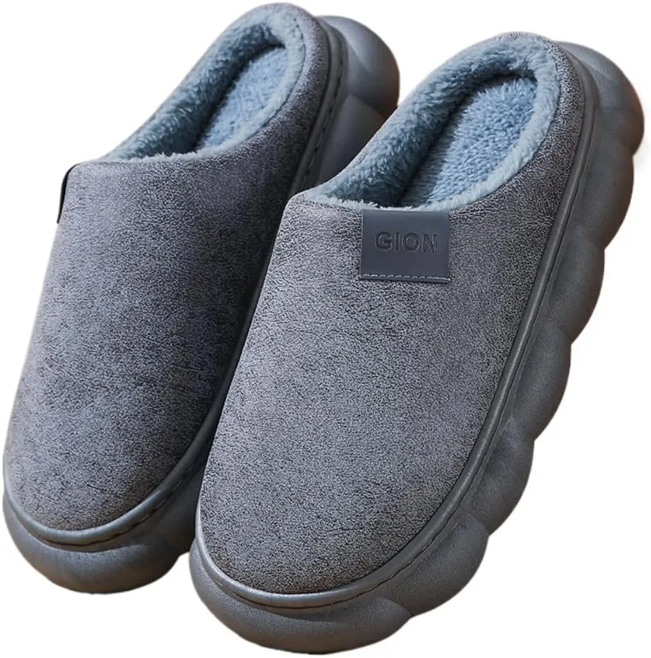 Premium Comfort Suede Thermal Non Slip Men's Fuzzy House Slippers Inddor Soft Warm Furry Shoes Memory Foam Sole
