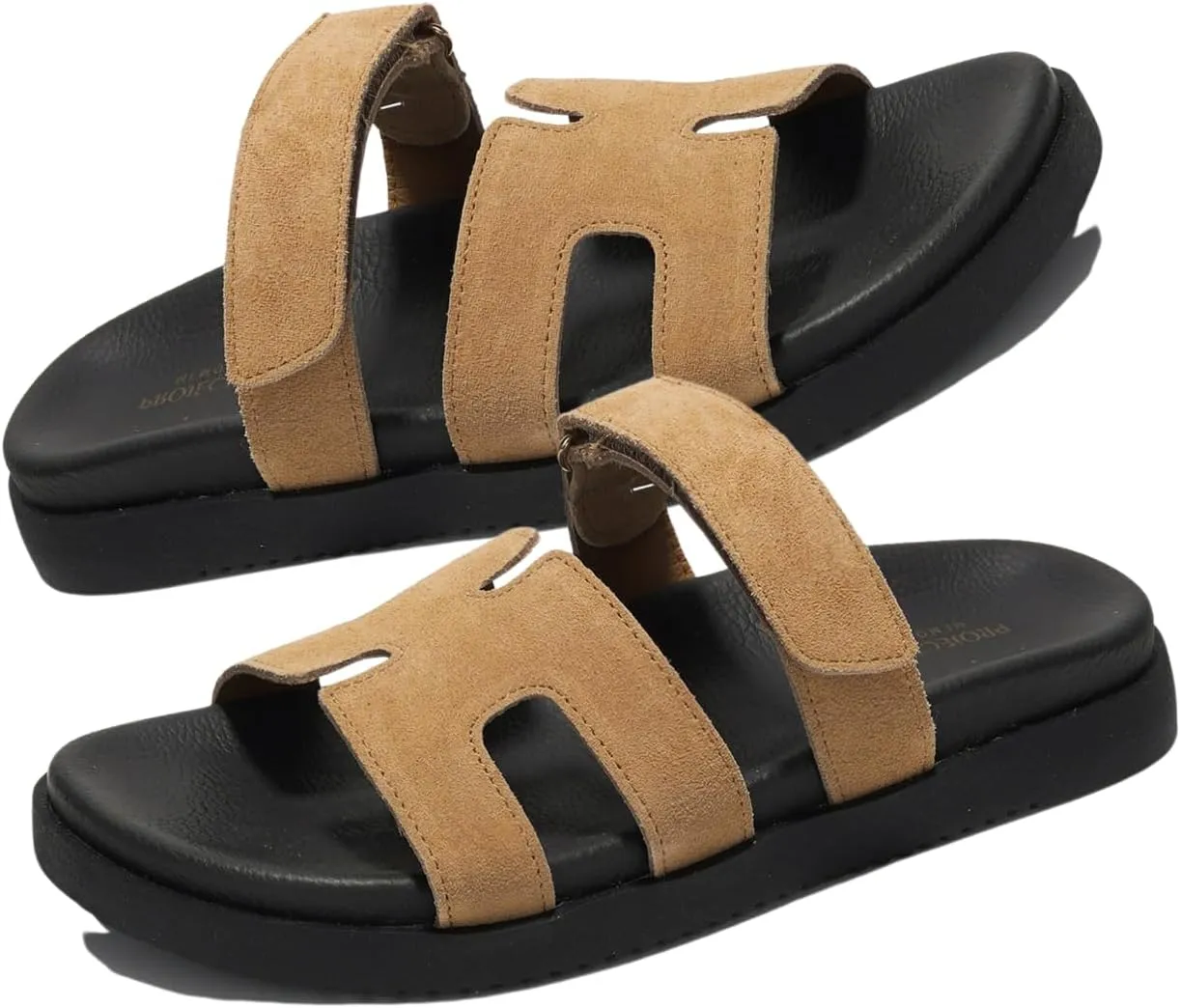 Project Cloud Genuine Leather Womens Sandals - Stylish & Comfy Sandals for Women Footwear with Memory Foam Insole - Slip-Resistant Slides for Women (Mayven)