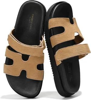 Project Cloud Genuine Leather Womens Sandals - Stylish & Comfy Sandals for Women Footwear with Memory Foam Insole - Slip-Resistant Slides for Women (Mayven)