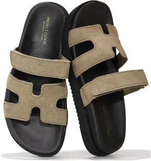 Project Cloud Genuine Leather Womens Sandals - Stylish & Comfy Sandals for Women Footwear with Memory Foam Insole - Slip-Resistant Slides for Women (Mayven)