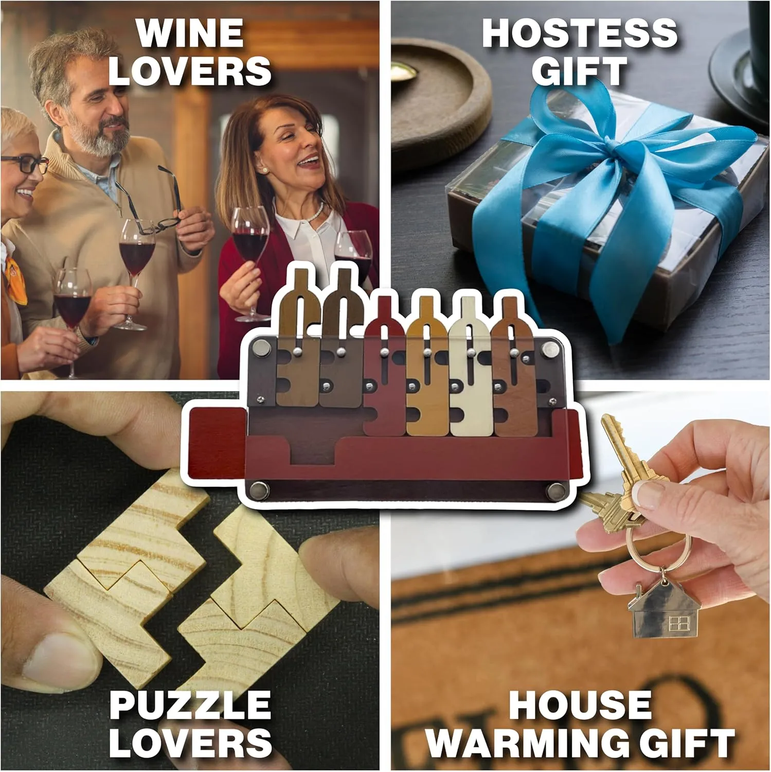 Project Genius Constantin Waiter's Tray Wooden Puzzle – Unique Brainteaser for Ages 14 , Enhances Problem-Solving, Ideal Gift for Puzzle & Wine Lovers