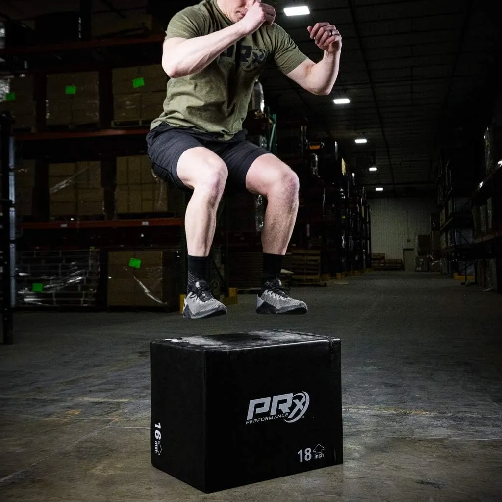 PRx Performance 3-in-1 Plyo Boxes, Plyometric Jump Training and Conditioning Box for All Athletes Soft Foam 16"/18"/24", Soft Foam 20"/24"/30" and, Wood 20"/24"/30"