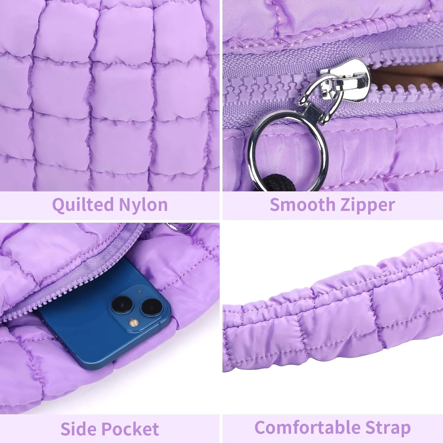 Puffer Tote Bag for Women Large Quilted Carryall Bag Soft Puffy Crossbody Lightweight Shoulder Handbags Work Travel
