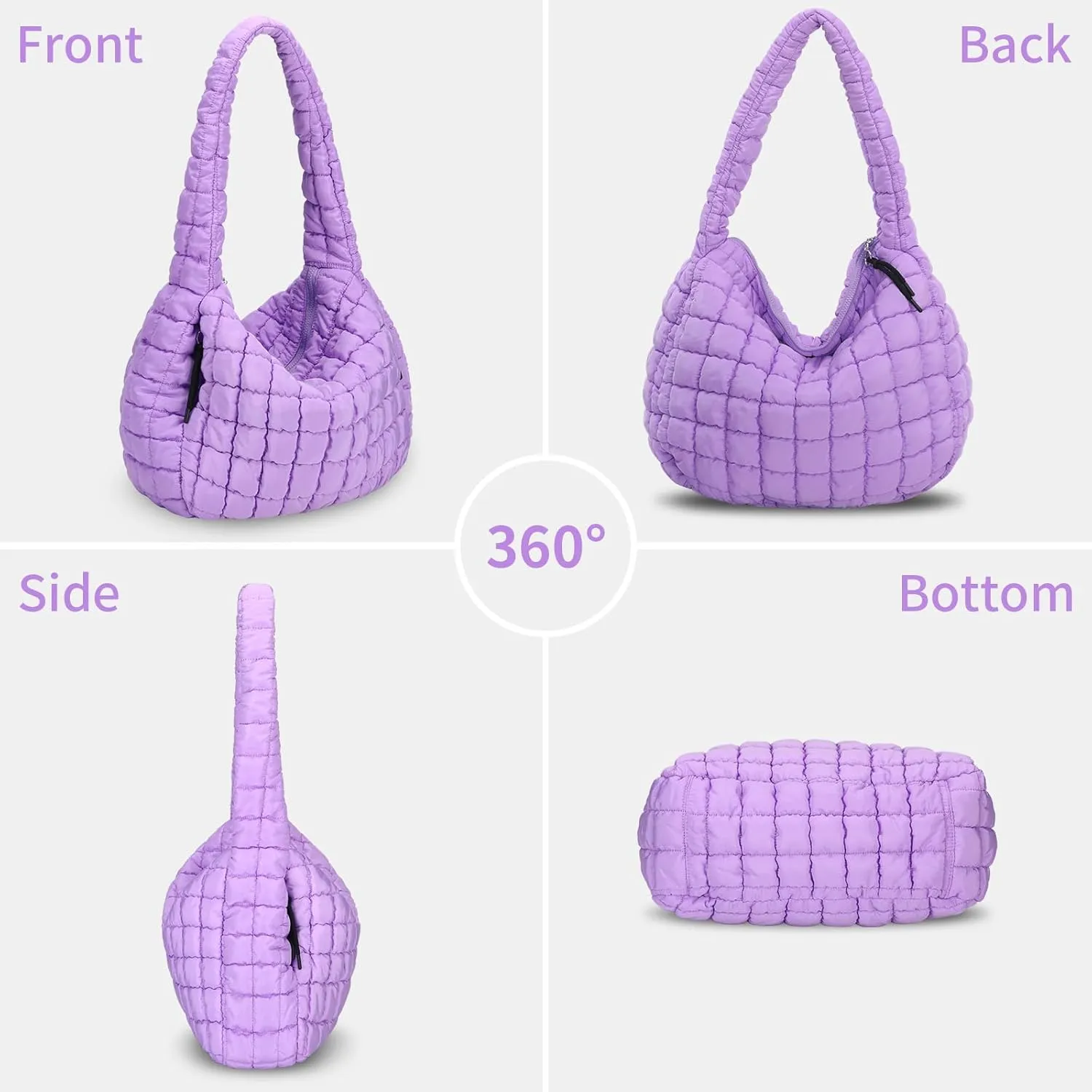 Puffer Tote Bag for Women Large Quilted Carryall Bag Soft Puffy Crossbody Lightweight Shoulder Handbags Work Travel
