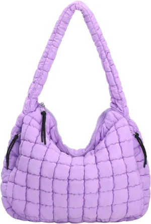 Puffer Tote Bag for Women Large Quilted Carryall Bag Soft Puffy Crossbody Lightweight Shoulder Handbags Work Travel