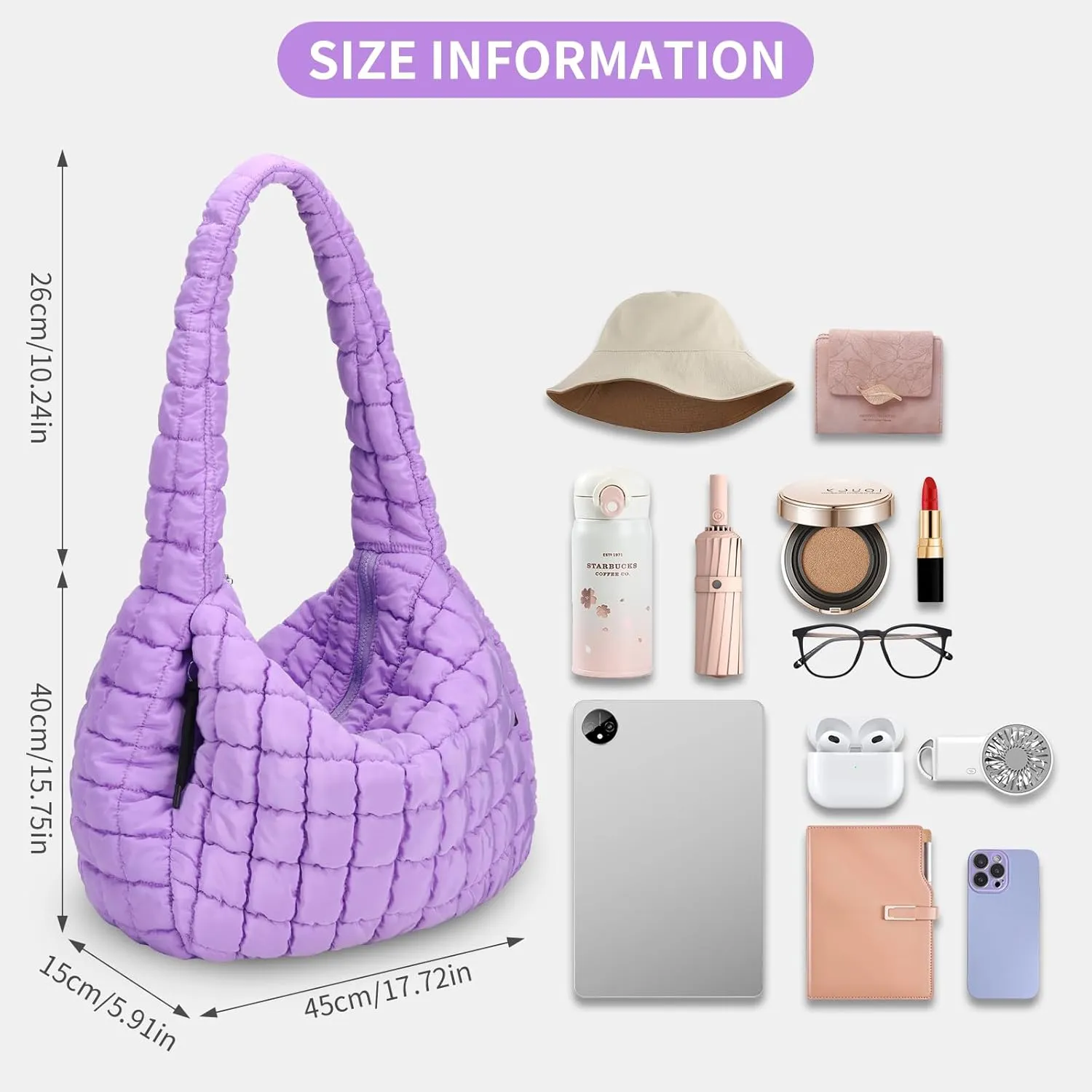 Puffer Tote Bag for Women Large Quilted Carryall Bag Soft Puffy Crossbody Lightweight Shoulder Handbags Work Travel