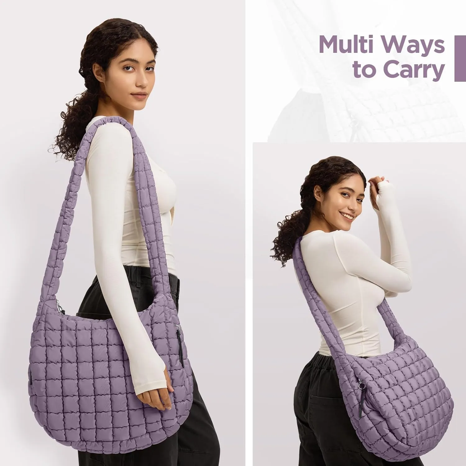Puffer Tote Bag for Women Large Quilted Tote Bag Quilted Carryall Bag Soft Puffy Crossbody Bag Hobo Handbags Puff Purse
