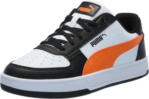 PUMA Caven Sneaker, White-Rickie Orange Black, 13 US Unisex Little Kid