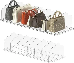 Purse Organizer for Closet, Acrylic Clear Shelf Dividers for Closet Organization, Adjustable Bag Organizer for Women, Bedroom, Bathroom, Kitchen, Office, Study (8 Panels)