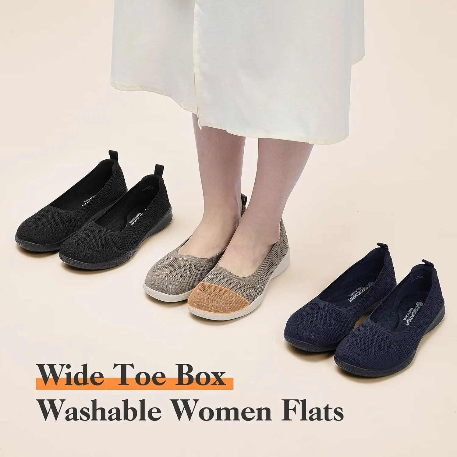 Puxowe Women's Casual Slip on Walking Shoes-Lightweight Knit Loafer