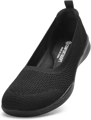 Puxowe Women's Casual Slip on Walking Shoes-Lightweight Knit Loafer
