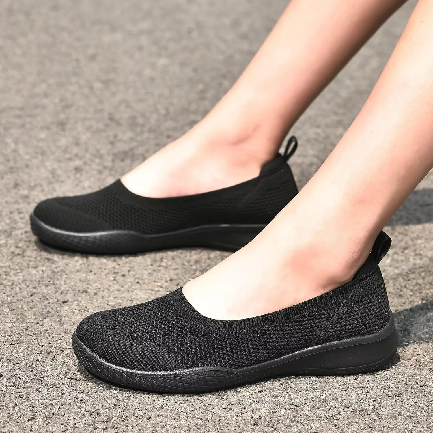 Puxowe Women's Casual Slip on Walking Shoes-Lightweight Knit Loafer