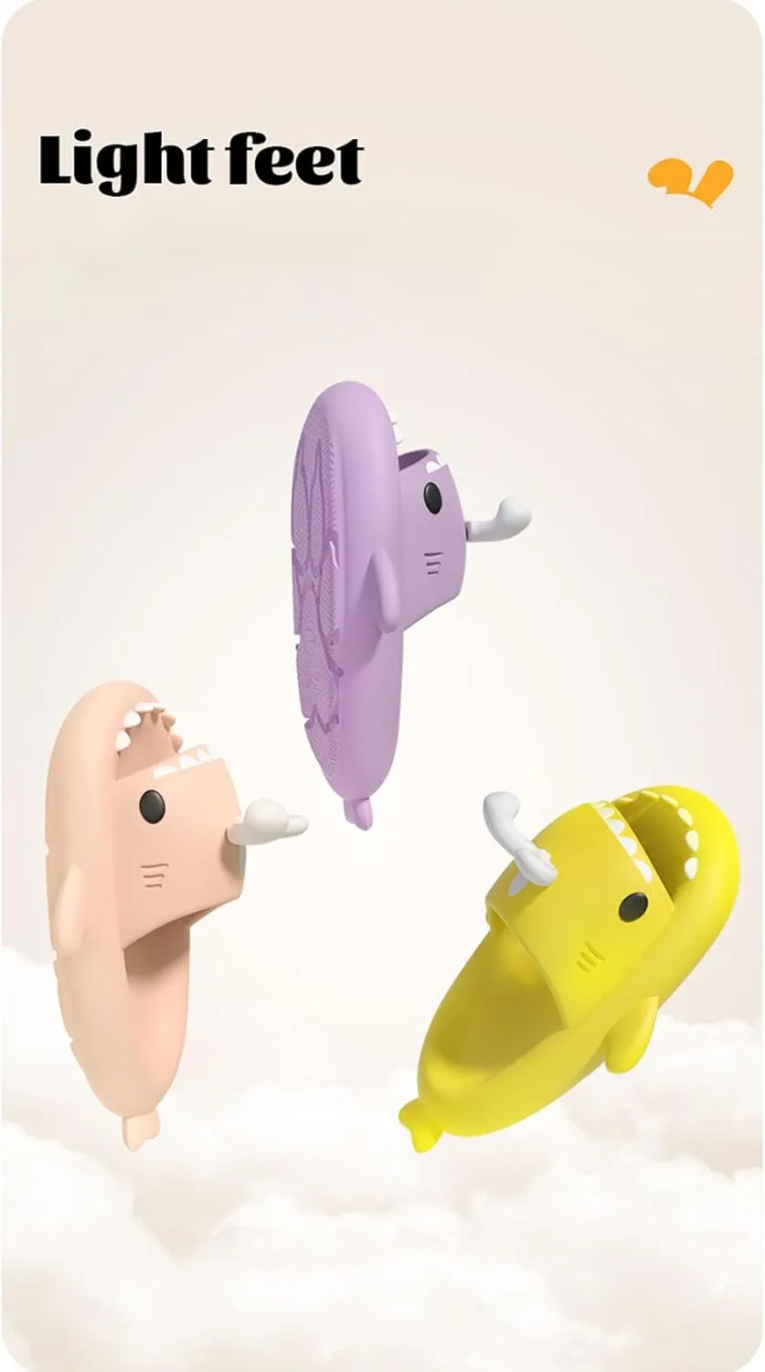 Rabbit Ear Shark Slides Summer Novelty Open Toe Slide Sandals Anti-Slip Beach Pool Shower Shoes With Cushioned Thick Sole