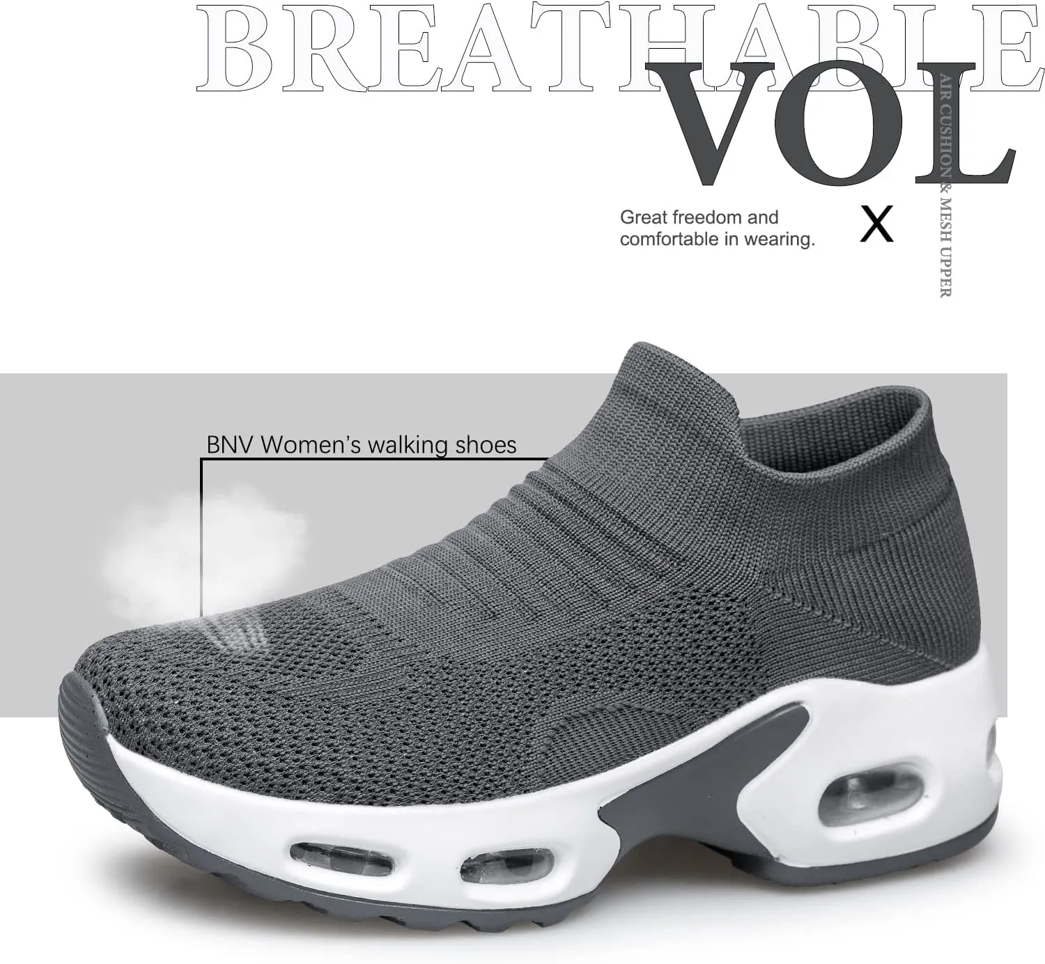 Raoendis Womens Walking Shoes - Sock Sneakers Daily Casual Shoes Slip on Comfortable Nursing Work Shoes
