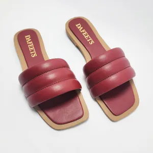 Red Flat Slide Sandals – Bold and Stylish Women's Footwear