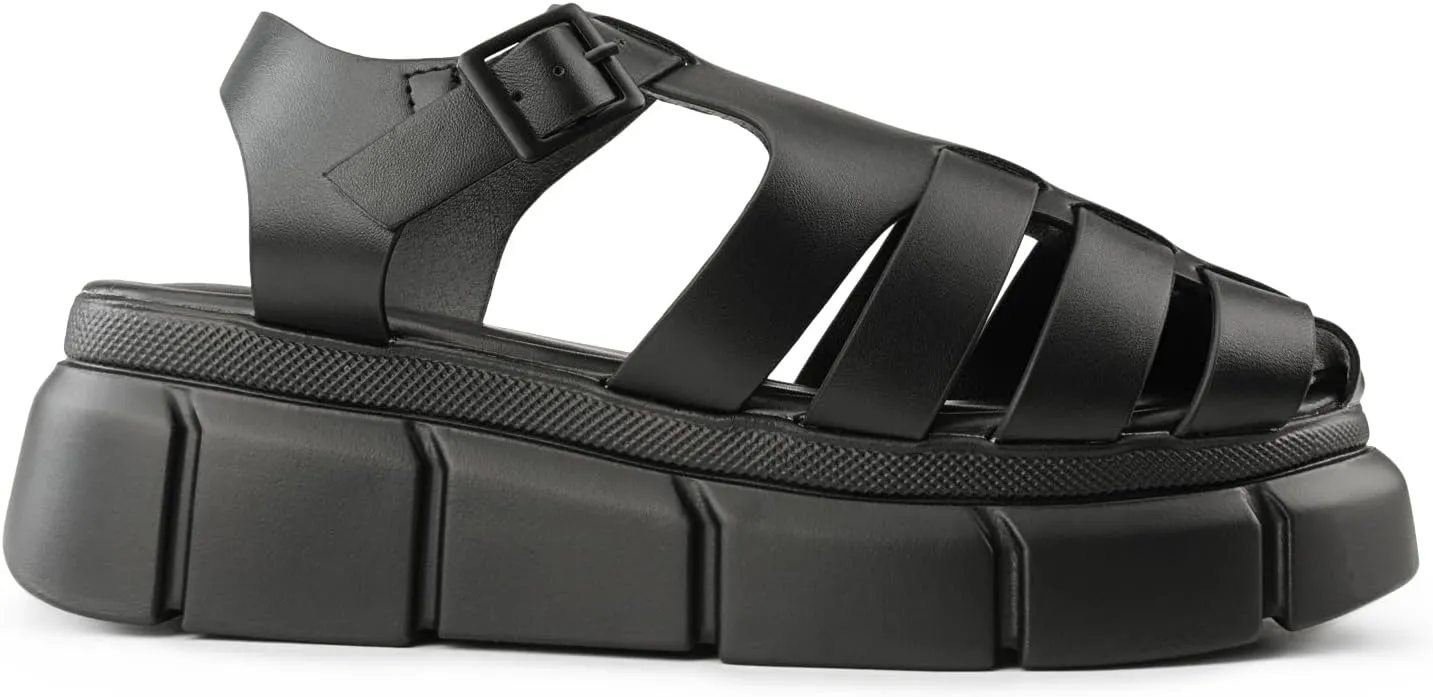 RF ROOM OF FASHION Women's Cutout Lug Sole Platform Fisherman Clog Sandals