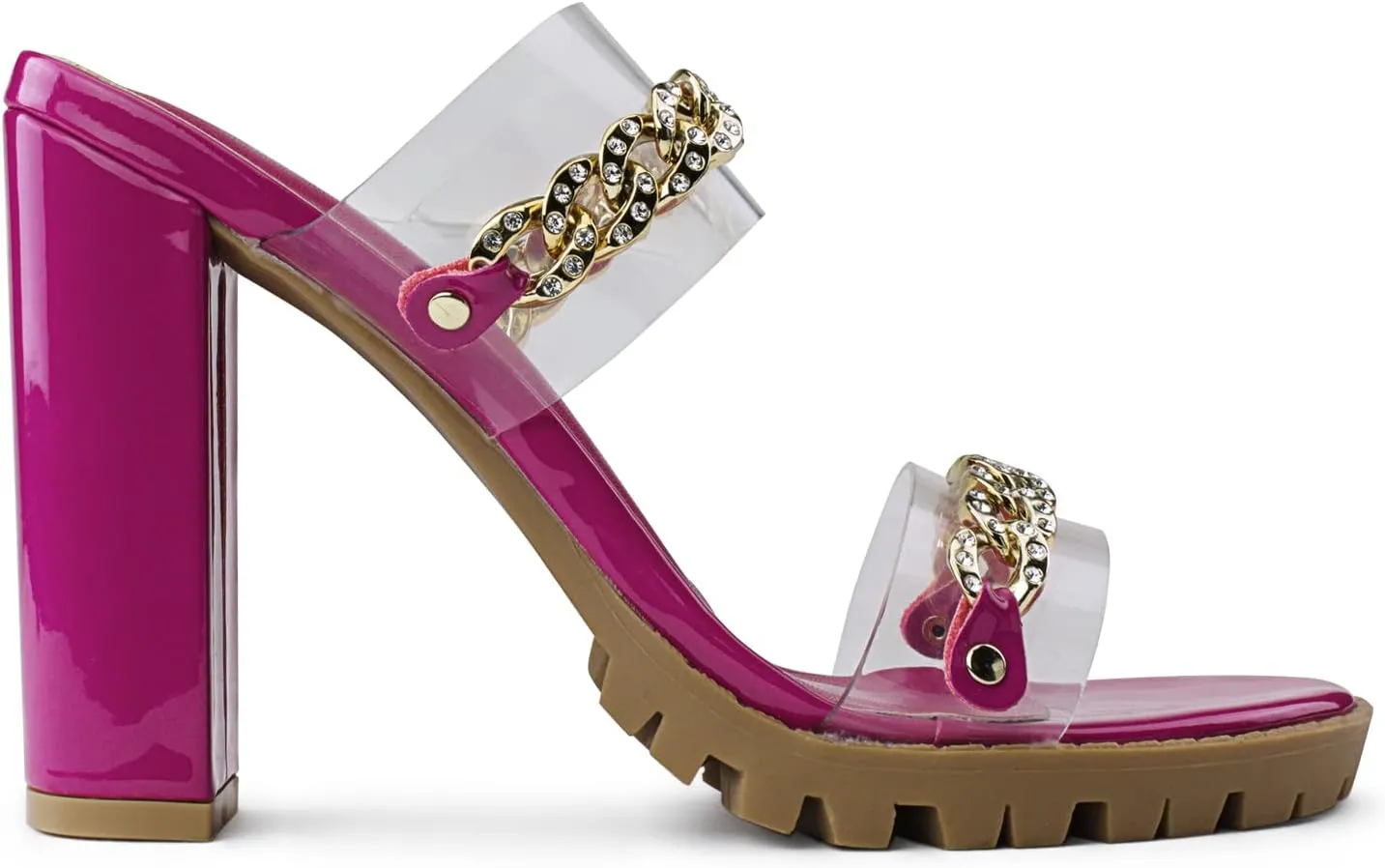 RF ROOM OF FASHION Women's Open Toe Jeweled Double Band Slide on Heeled Dress Sandals