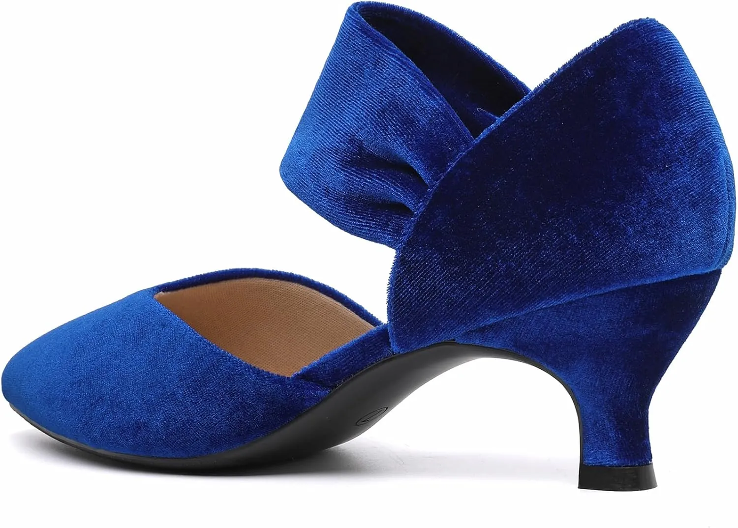 RIBONGZ Kitten Heels for Women Closed Toe Comfortable Low Heels Pointed Toe Sexy Slip on Pumps Bridal Party Dressy Shoes