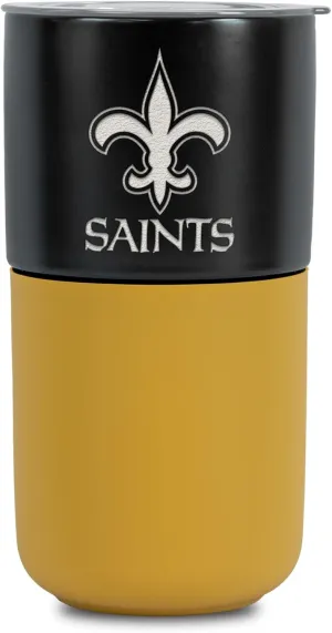 Rico Industries NFL Licensed 16 oz Ceramic Tumbler with Silicone Grip, Deep Laser Engraved Logo, Travel Coffee Mug With Slide Lid, Portable Cup For Office or Home Use, Matte Finish