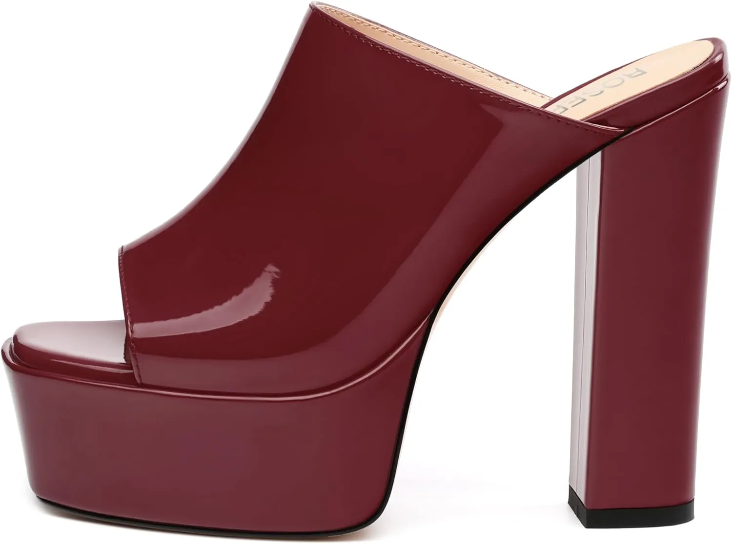 ROSERWISH Women's Platform Heels High Chunky Block Heel Sandals Sexy Open Toe Slip on Heels for Women Slide Mules Dressy Pumps Shoes