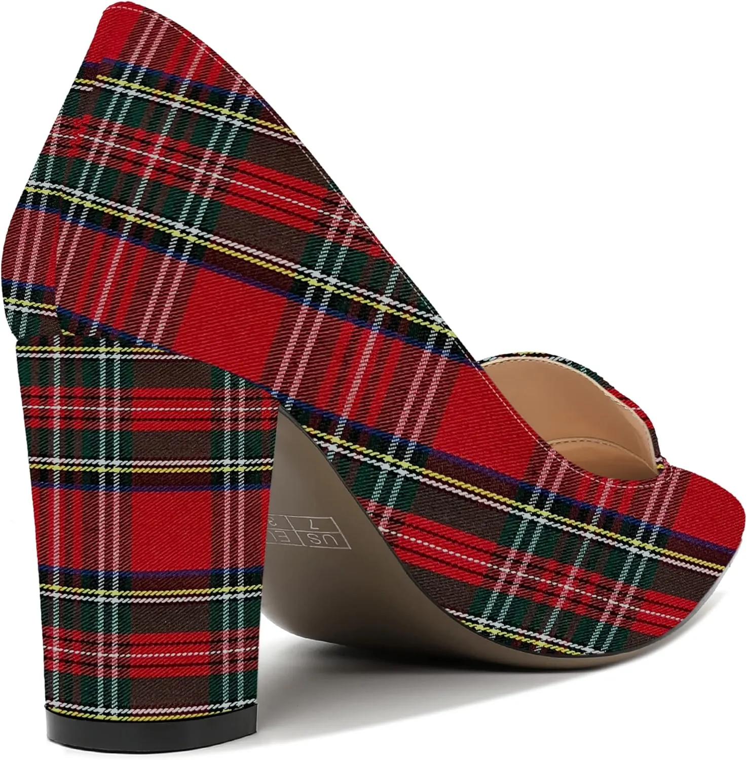 ROSERWISH Womens Pointed Toe Patent Casual Slip On Fashion Work Block High Heel Pumps Dress Shoes 3.5 Inch