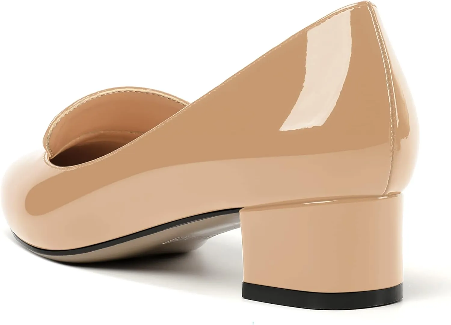 ROSERWISH Womens Slip On Patent Pointed Toe Casual Fashion Work Chunky Low Heel Pumps Shoes 1.5 Inch