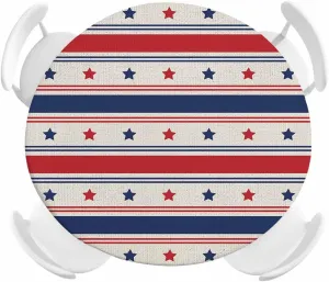 Round Fitted Tablecloth Retro Red and Blue Stars Stripes Waterproof Table Cover for Indoor Outdoor Holiday Party 4 of July Independence Day Elastic Edged Tablecloths Fit Up 45"-54" Tables