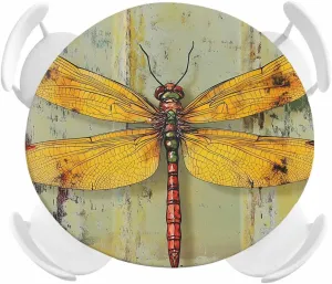 Round Fitted Tablecloth Vintage Shabby Dragonfly Waterproof Table Cover for Indoor Outdoor Holiday Party Shabby Animal Oil Painting Elastic Edged Tablecloths Fit Up 45"-54" Tables