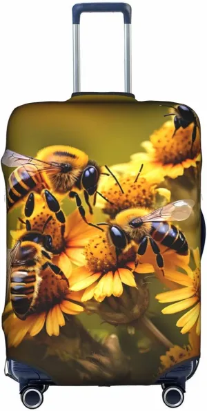 Rural Honey Bees Flowers Stylish Luggage Protector Cover,Ultimate Protection For Your Travel Suitcase
