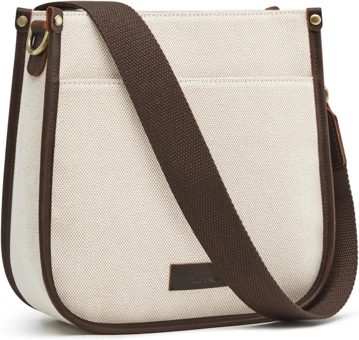 S-ZONE Crossbody Bags for Women Canvas Leather Shoulder Bag Trendy Purses with Wide Strap