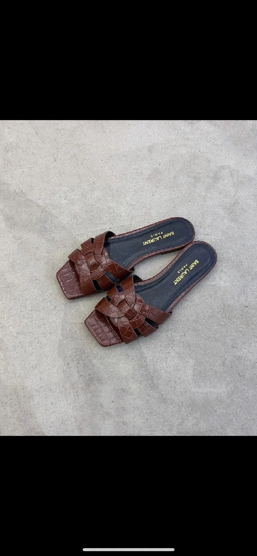 Saint Laurent Tribute Slide Embossed Bordeaux Sandals