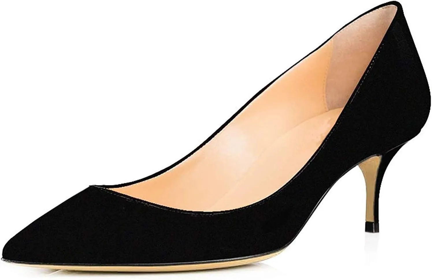 SAMMITOP Women's Kitten Heel Pumps,Pointed Toe Slip On Shoes,Ladies Office Daily Dress Pumps 6.5CM