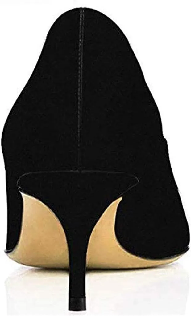 SAMMITOP Women's Kitten Heel Pumps,Pointed Toe Slip On Shoes,Ladies Office Daily Dress Pumps 6.5CM