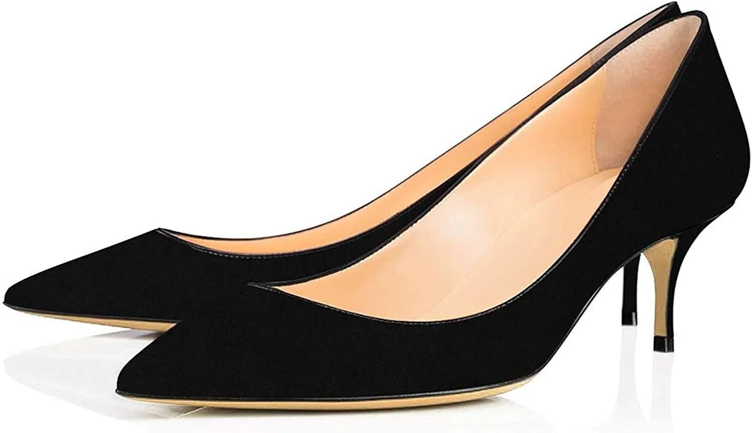 SAMMITOP Women's Kitten Heel Pumps,Pointed Toe Slip On Shoes,Ladies Office Daily Dress Pumps 6.5CM