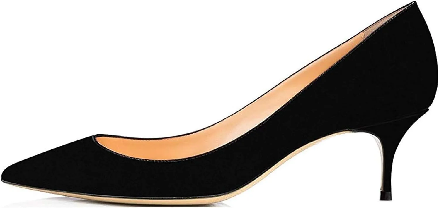 SAMMITOP Women's Kitten Heel Pumps,Pointed Toe Slip On Shoes,Ladies Office Daily Dress Pumps 6.5CM
