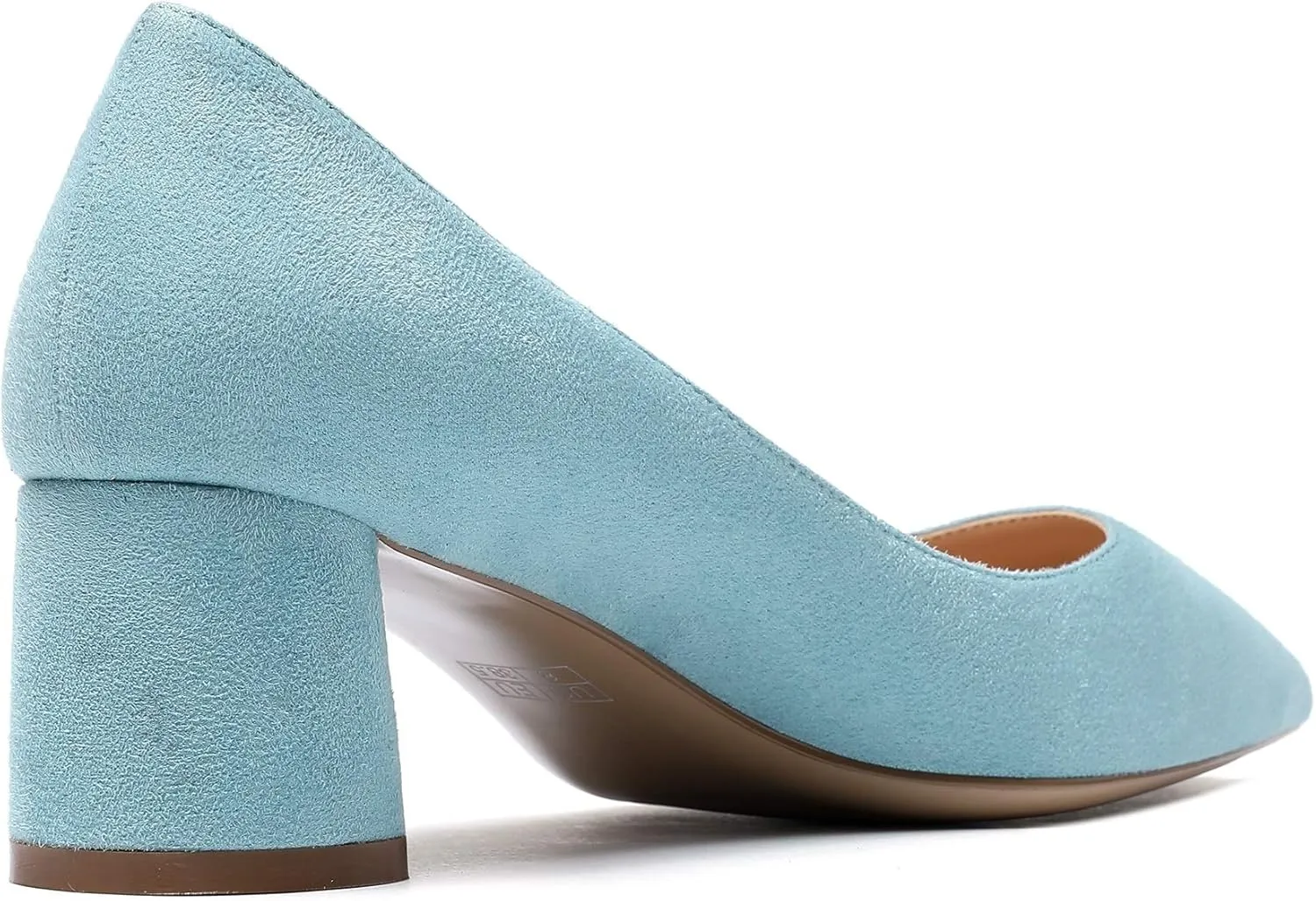 SAMMITOP Women's Women's Chunky Heels Slip-on Pumps Comfortable Leather Mid Heel Pointed Toe Block Office Classic Shoes 5 cm Heel