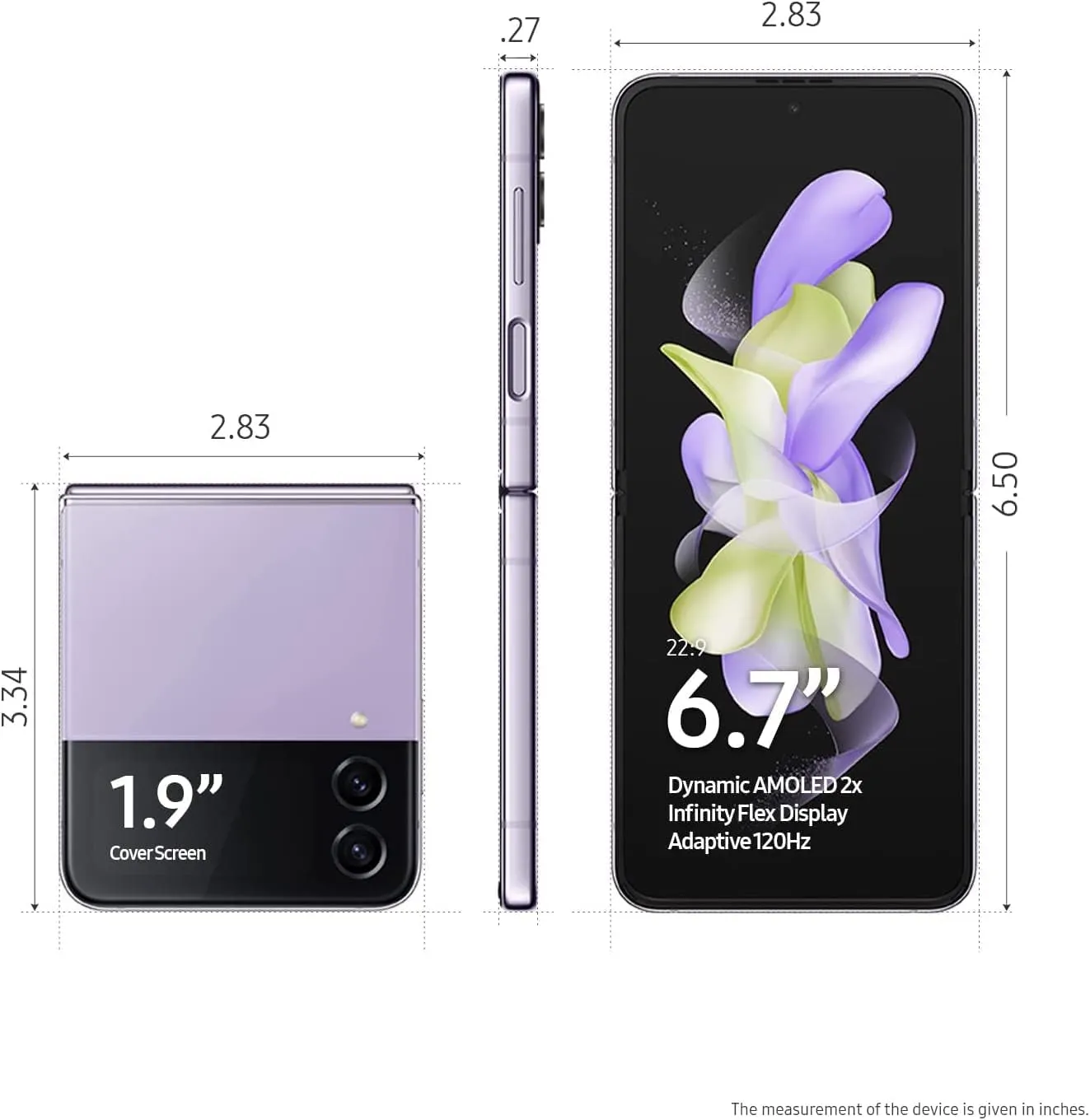 SAMSUNG Galaxy Z Flip 4 5G, US Version, 256GB, Bora Purple - AT&T (Renewed)