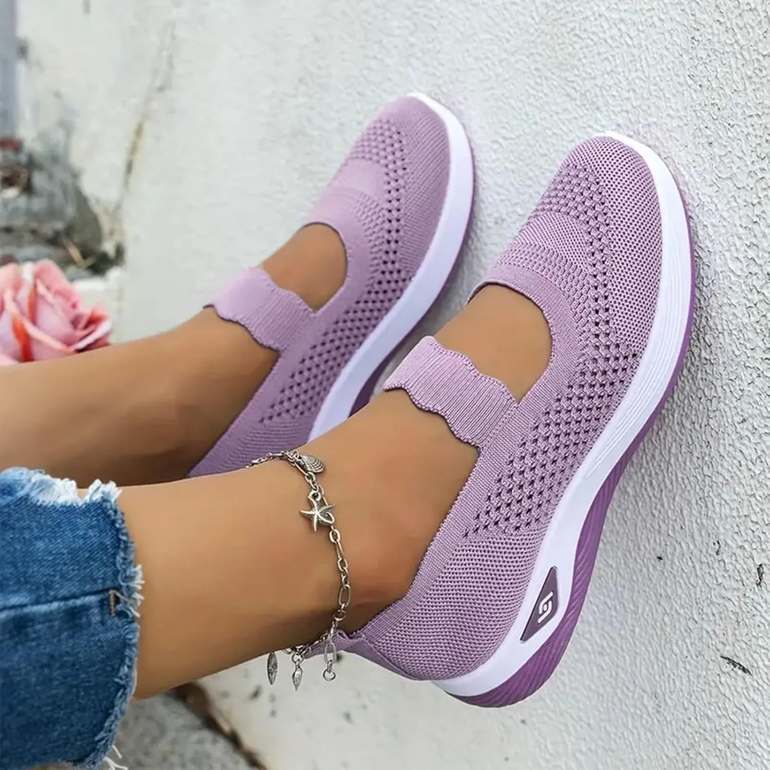 Sandals for Women 2025 Dressy Breathable Mesh Athletic Flats For Womens Closed Toe Solid Color Orthopedic Sneakers