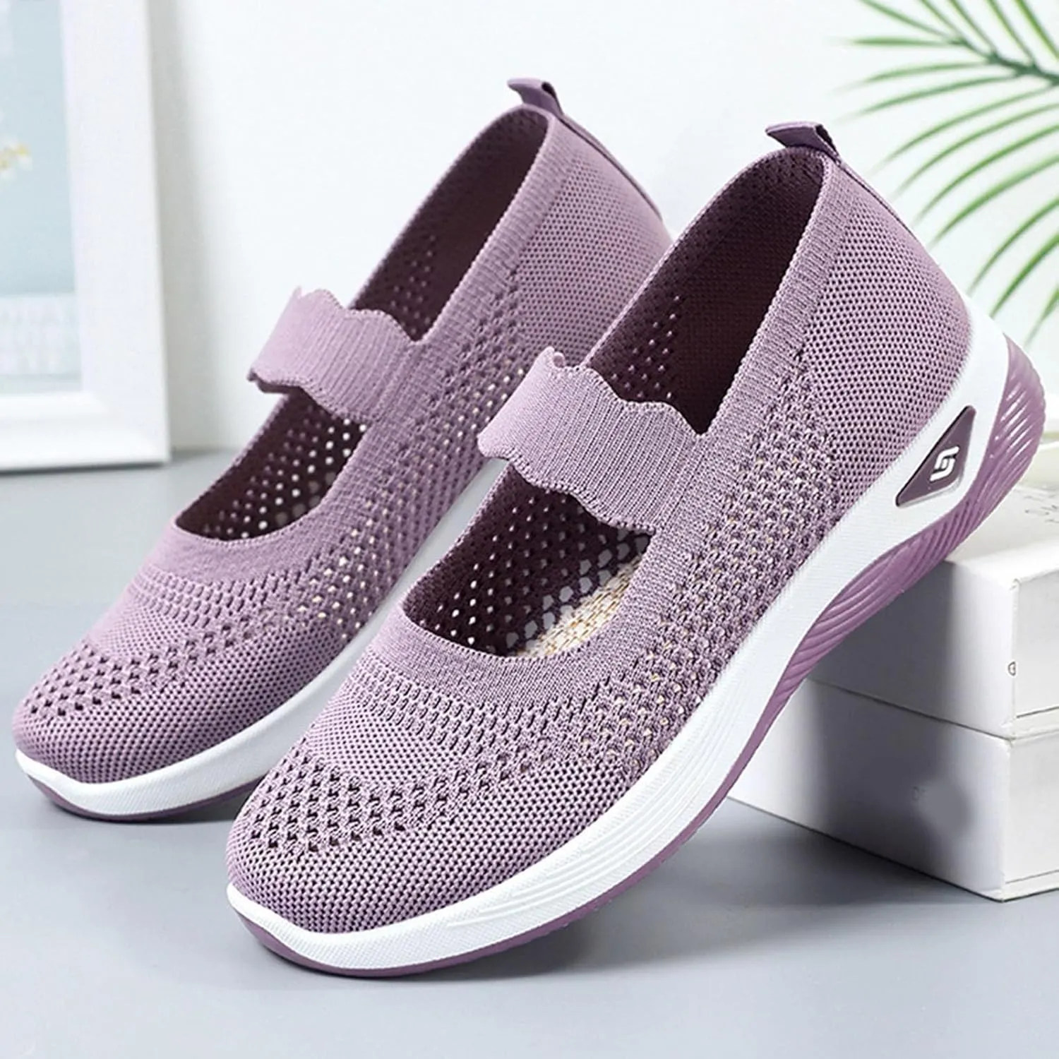 Sandals for Women 2025 Dressy Breathable Mesh Athletic Flats For Womens Closed Toe Solid Color Orthopedic Sneakers