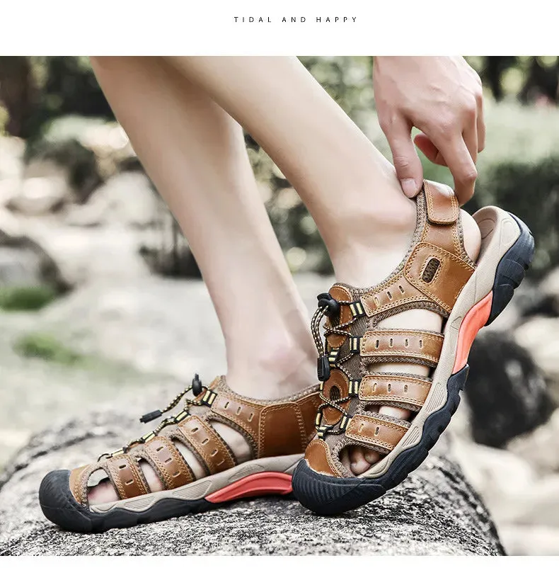 Sandals Sandals Global shipping Leather Sandals Large Great savings Comfort New Outdoor Soft Summer Shoes Men Men Genuine Roman Shoes Beach Men's Size Shoes
