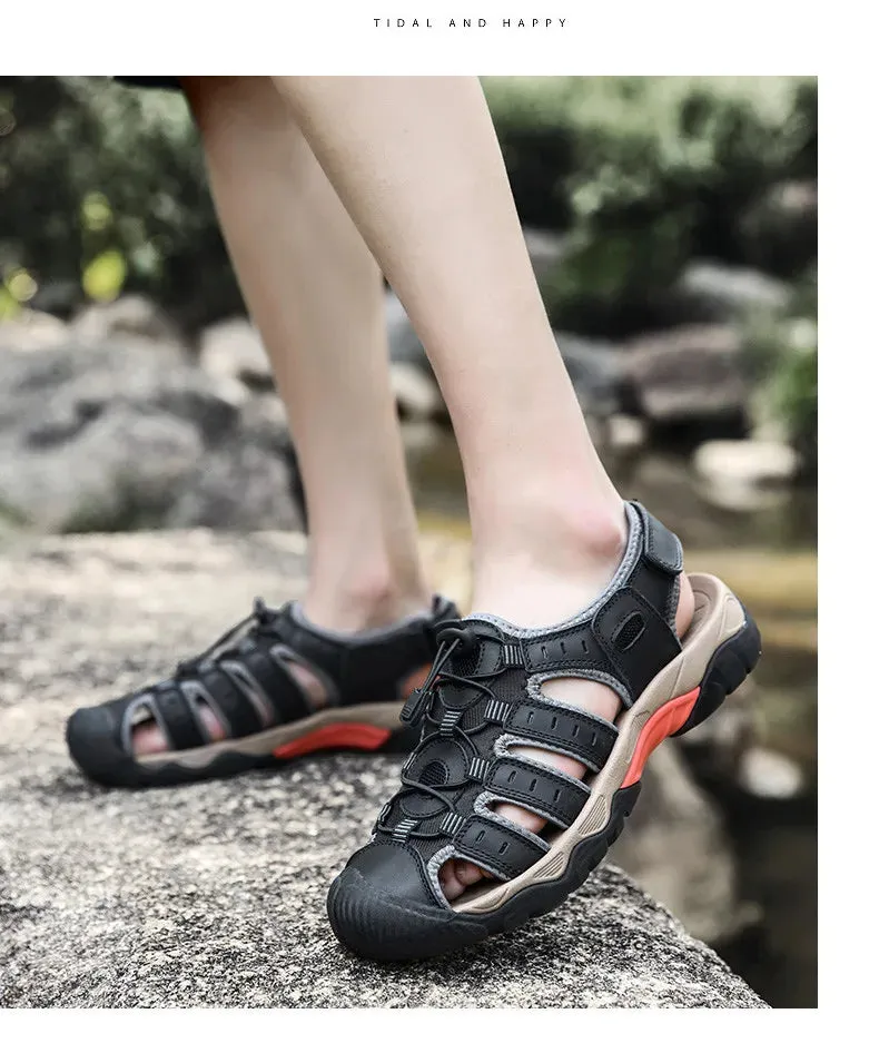 Sandals Sandals Global shipping Leather Sandals Large Great savings Comfort New Outdoor Soft Summer Shoes Men Men Genuine Roman Shoes Beach Men's Size Shoes