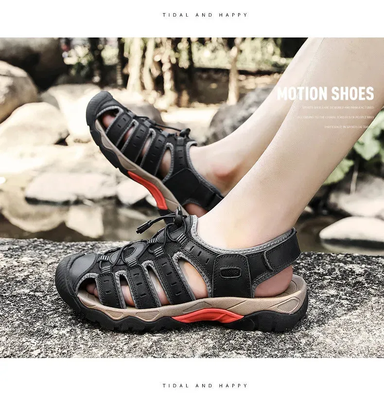 Sandals Sandals Global shipping Leather Sandals Large Great savings Comfort New Outdoor Soft Summer Shoes Men Men Genuine Roman Shoes Beach Men's Size Shoes