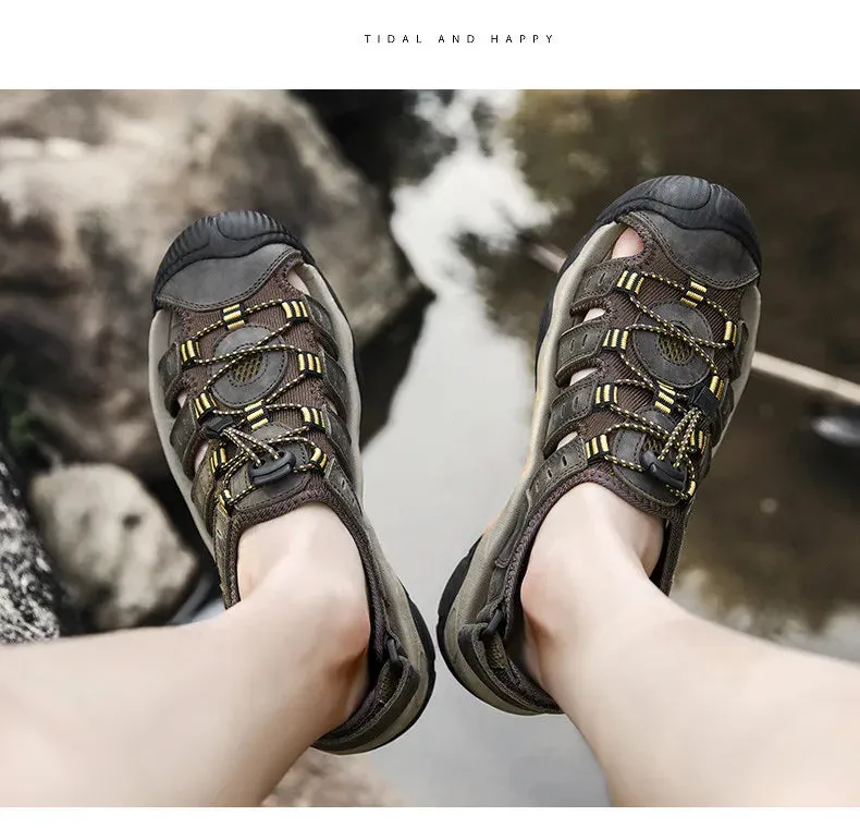 Sandals Sandals Global shipping Leather Sandals Large Great savings Comfort New Outdoor Soft Summer Shoes Men Men Genuine Roman Shoes Beach Men's Size Shoes