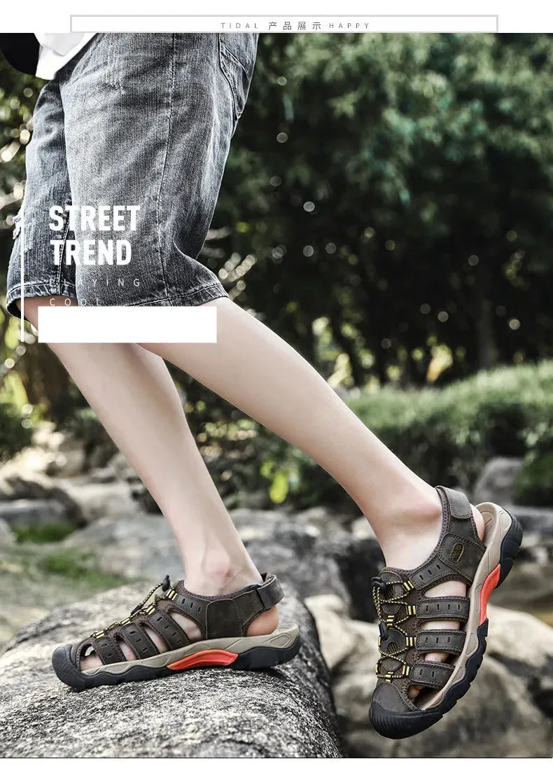 Sandals Sandals Global shipping Leather Sandals Large Great savings Comfort New Outdoor Soft Summer Shoes Men Men Genuine Roman Shoes Beach Men's Size Shoes
