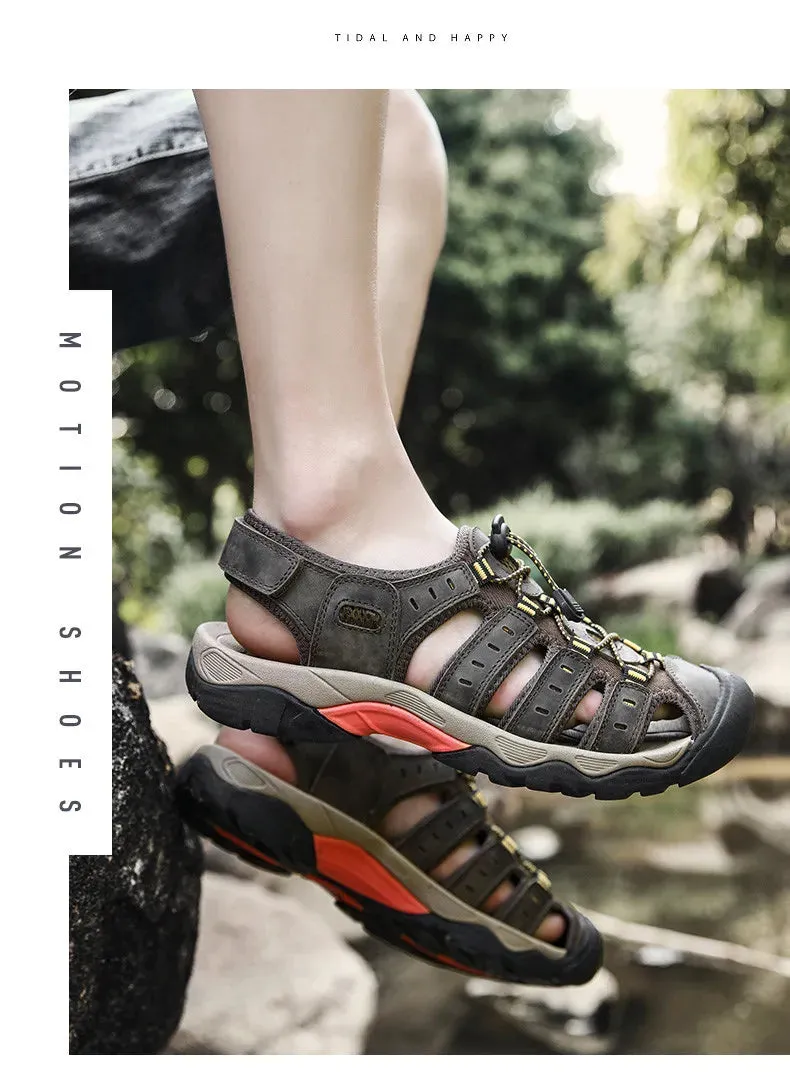 Sandals Sandals Global shipping Leather Sandals Large Great savings Comfort New Outdoor Soft Summer Shoes Men Men Genuine Roman Shoes Beach Men's Size Shoes