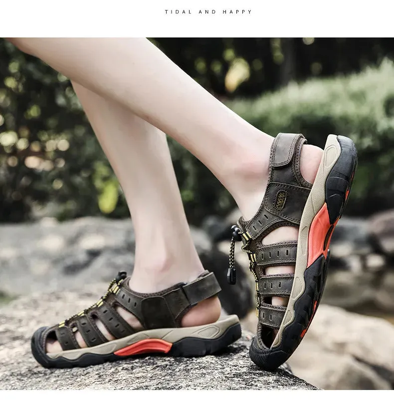 Sandals Sandals Global shipping Leather Sandals Large Great savings Comfort New Outdoor Soft Summer Shoes Men Men Genuine Roman Shoes Beach Men's Size Shoes