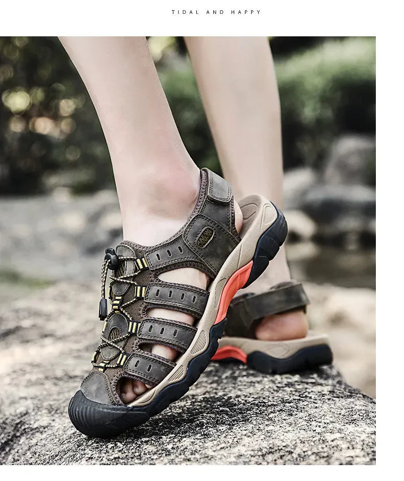 Sandals Sandals Global shipping Leather Sandals Large Great savings Comfort New Outdoor Soft Summer Shoes Men Men Genuine Roman Shoes Beach Men's Size Shoes