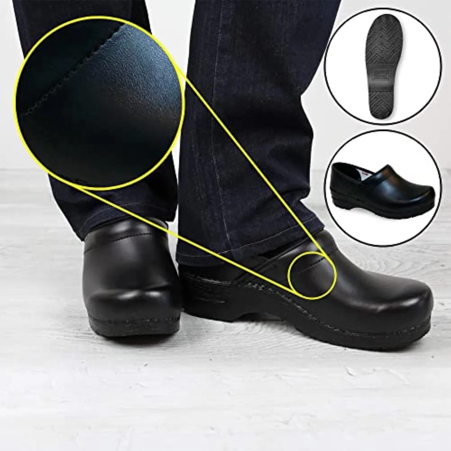 Sanita PU-Coated Leather Professional Clogs for Men - Arch Support, Durable, Closed-Back Slip-On Shoes