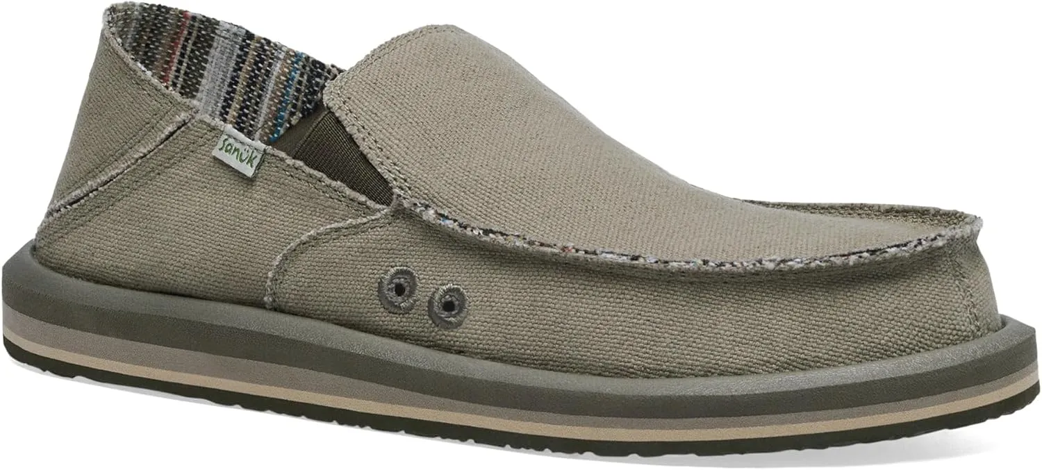 Sanuk Mens Donny Hemp Loafers | Mens Shoes | Slip On Shoes for Men | Men's Slip-on Loafers | Memory Foam Footbed