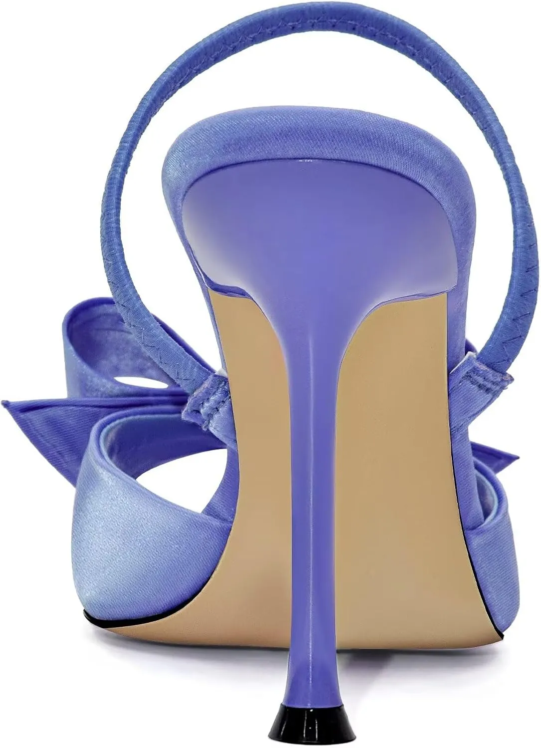 Satin High Heels Slingback Open Toe Mules Sandals Bow Stiletto Sexy Heels Comfortable Wedding Party Shoes